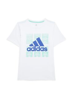 Футболка с логотипом Little Boy&apos;s &amp; Boy&apos;s On The Court Adidas, белый