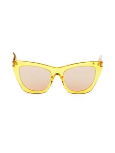 Солнцезащитные очки-бабочки 55MM Saint Laurent, желтый