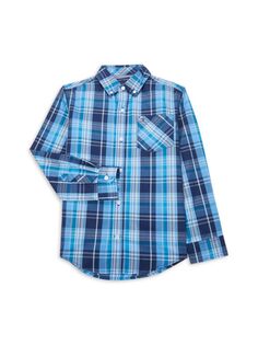 Рубашка в клетку с воротником на пуговицах для мальчика Tommy Hilfiger, цвет Cerulean