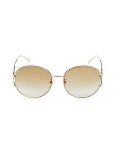 Круглые солнцезащитные очки 58MM Gucci, золото
