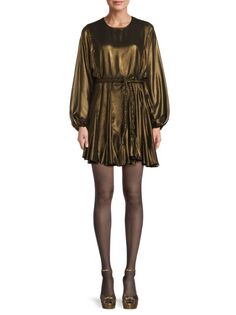 Мини-платье с металлическим поясом и поясом Koko + Mason, золото
