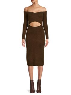 Платье миди Nala с вырезами L&apos;Agence, цвет Chocolate Lagence