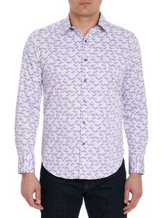 Спортивная рубашка Bandwidth с геометрическим рисунком Robert Graham, цвет White Purple