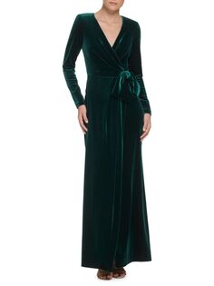 Бархатное платье с запахом Eliza J, темно-зеленый