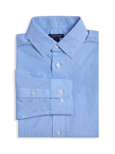 Классическая рубашка в мелкую клетку с крестиком для маленьких мальчиков и мальчиков Tommy Hilfiger, цвет Medium Blue
