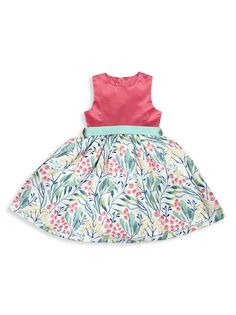 Платье А-силуэта с цветочным принтом для маленьких девочек и девочек Joe-Ella, цвет Pastel Green
