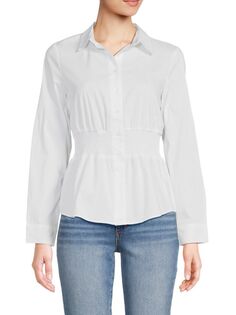 Рубашка на пуговицах со сборками Saks Fifth Avenue, цвет Brilliant
