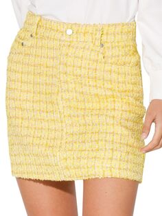 Твидовая мини-юбка Alicia Walter Baker, цвет Sunshine Yellow