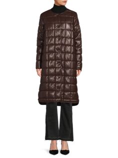 Длинная куртка-пуховик из искусственной кожи Calvin Klein, цвет Coffee Bean