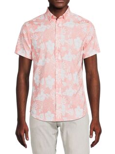 Рубашка на пуговицах с коротким рукавом и цветочным принтом Heritage Report Collection, коралл