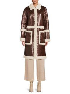 Пальто на подкладке из искусственного меха и искусственной кожи Noize, цвет Cognac Brown