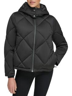 Атласная куртка-пуховик с капюшоном Calvin Klein, черный