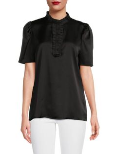 Атласная блузка с рюшами Karl Lagerfeld Paris, черный