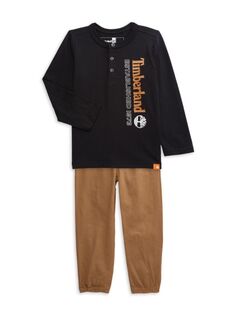 Комплект из двух предметов: футболка и штаны для маленького мальчика Timberland, коричневый