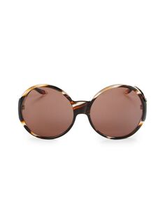 Круглые солнцезащитные очки 64MM Gucci, коричневый