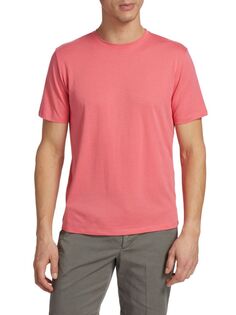 Однотонная футболка узкого кроя с круглым вырезом Saks Fifth Avenue, цвет Coralparadise
