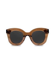 Круглые солнцезащитные очки 47MM Aqs, коричневый