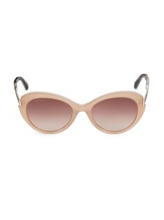 Овальные солнцезащитные очки с украшением 53MM Swarovski, коричневый