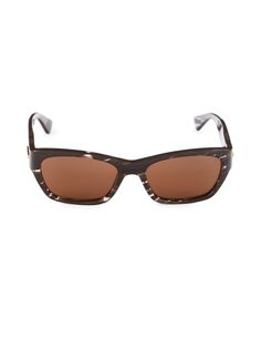 Овальные солнцезащитные очки 55MM Bottega Veneta, коричневый