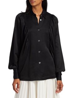 Блузка с изогнутыми швами и объемными рукавами Co, черный