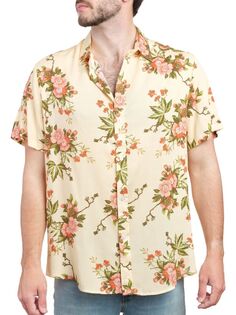 Рубашка на пуговицах с коротким рукавом и цветочным принтом Saryans Arthur, цвет Cream