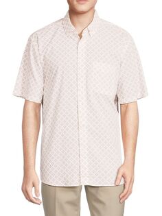 Рубашка с коротким рукавом и принтом Playa стрейч Faherty, цвет Cream