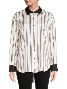 Полосатая рубашка с высоким и низким вырезом Karl Lagerfeld Paris, цвет Cream Black