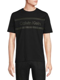 Двухцветная футболка с логотипом Calvin Klein, черный