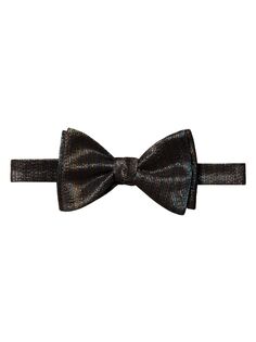 Завязанный галстук-бабочка в металлическую полоску Eton, черный