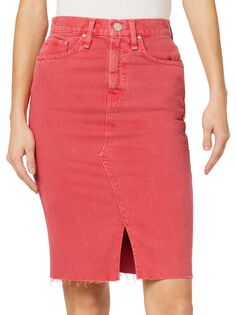Реконструированная джинсовая юбка длиной до колена Hudson, красный