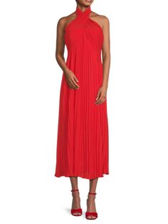 Платье миди со складками Roya Reiss, красный