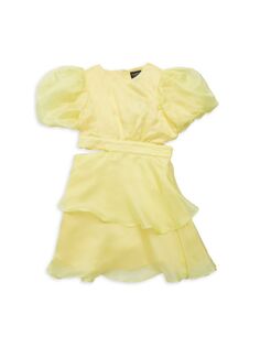 Платье Enya из органзы с вырезами для маленьких девочек и девочек Bardot Junior, цвет Sunshine