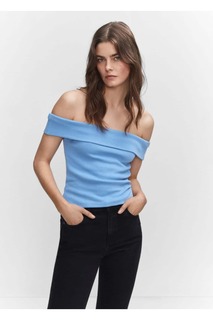 Блузка с открытыми плечами Mango, синий
