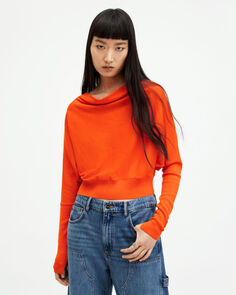 Укороченный шерстяной свитер Ridley AllSaints, пикантный апельсин