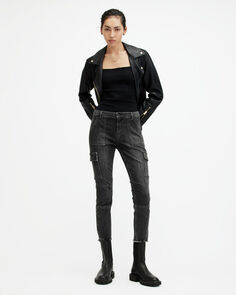 Джинсы-карго Duran Skinny Denim AllSaints, мытый черный