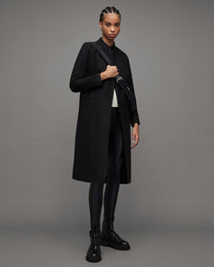 Приталенное пальто Sidney из шерсти и кашемира AllSaints, черный