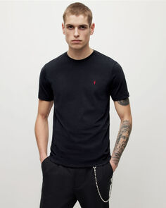 Хлопковая футболка с контрастным начесом Brace AllSaints, мытый черный