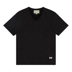 Футболка GUCCI SS21 Linen V-neck tee &apos;Black&apos;, черный