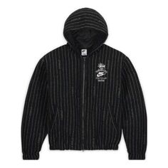Куртка Nike x Stussy Stripe Wool Jacket &apos;Antique Black&apos;, черный