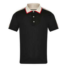 Футболка GUCCI Striped Logo Short-sleeved Polo Shirt Black, черный