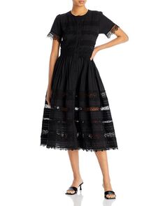 Платье Camila с плиссированными рукавами и кружевной отделкой Waimari, цвет Black