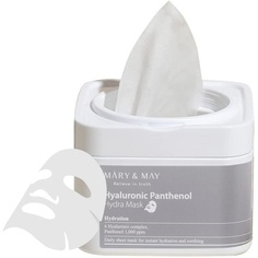 Тканевые салфетки Hyaluronic Panthenol Hydra Mask 30 шт. — увлажняющий корейский уход за кожей с гиалуроновой кислотой — Ewg Green, Mary&amp;May Mary&May
