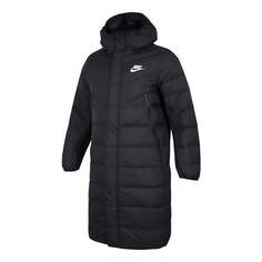 Пуховик Nike hooded puffer long coat &apos;Black&apos;, черный