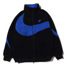 Куртка Nike Sportswear Swoosh Logo Embroidered Reversible Sherpa Fleece Black Blue Jacket Asia Sizing, черный