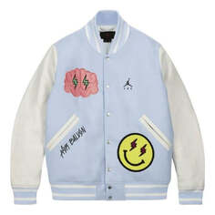 Куртка Air Jordan x J Balvin Varsity Jacket &apos;White Blue&apos;, синий Nike