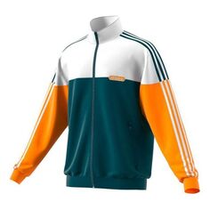Куртка adidas originals Split Firebird Colorblock Casual Sports Stand Collar Side Stripe Windproof Jacket Yellow Green, зеленый