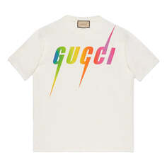 Футболка GUCCI print cotton T-shirt &apos;off white&apos;, белый