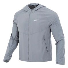 Куртка Men&apos;s Nike As Nk Rpl Miler Jkt Reflective Logo Printing Woven Sports Hooded Jacket Gray, серый