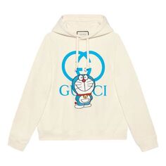 Толстовка GUCCI x Doraemon SS21 Hoodie &apos;Ivory Blue&apos;, белый