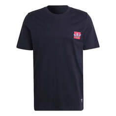 Футболка Men&apos;s adidas originals Solid Color Logo Round Neck Short Sleeve Legendary Blue T-Shirt, синий